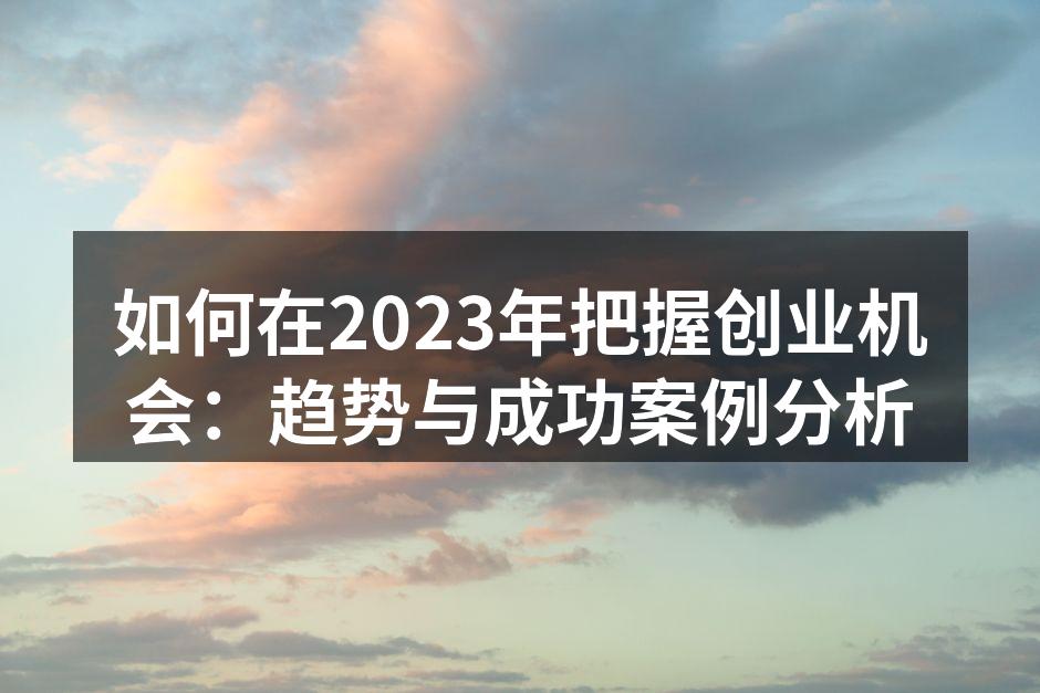 如何在2023年把握创业机会：趋势与成功案例分析